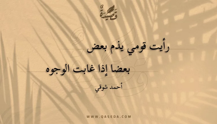قصيدة رأيت قومي يذم بعض