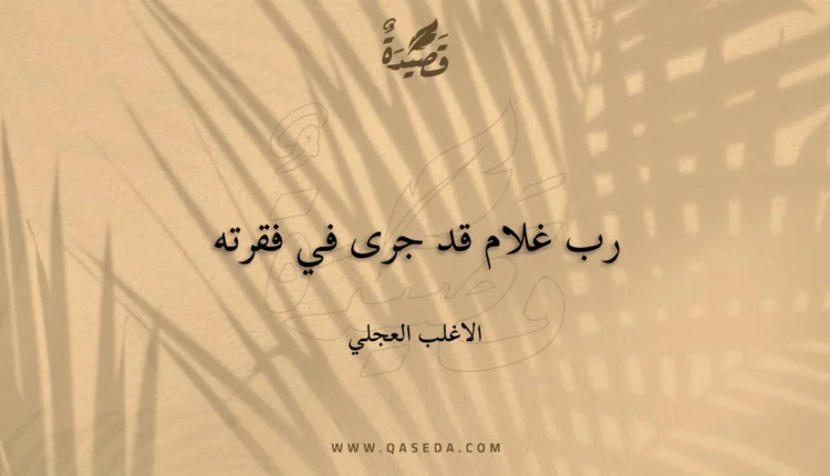 قصيدة رب غلام قد جرى في فقرته