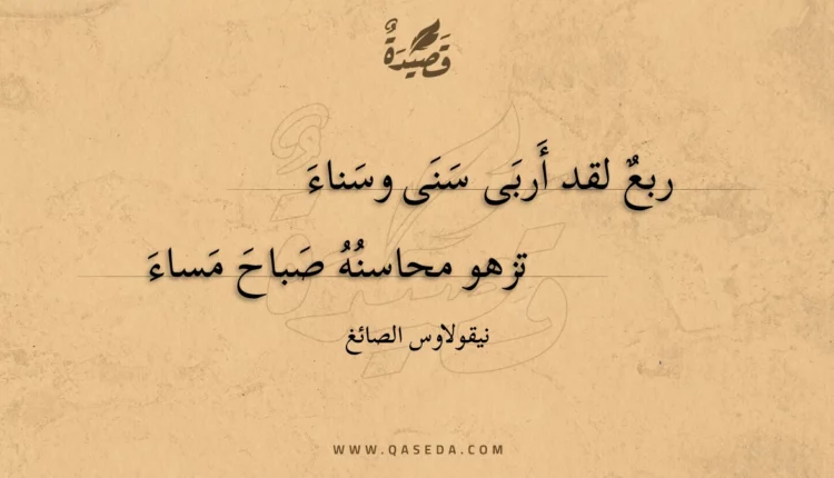 قصيدة ربع لقد أربى سنى وسناء