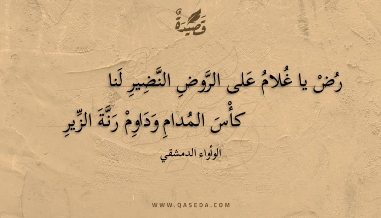 قصيدة رض يا غلام على الروض النضير لنا