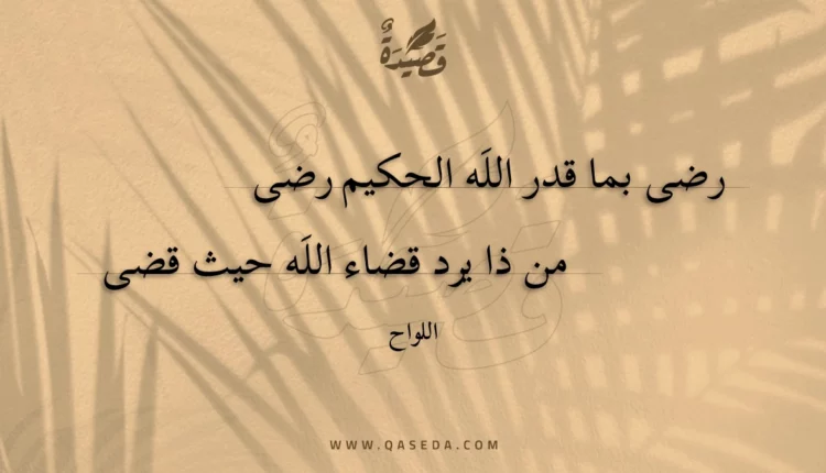 قصيدة رضى بما قدر الله الحكيم رضى