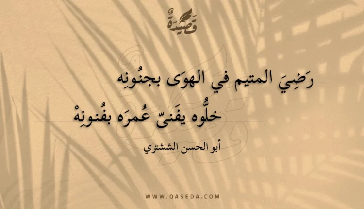 قصيدة رضي المتيم في الهوى بجنونه