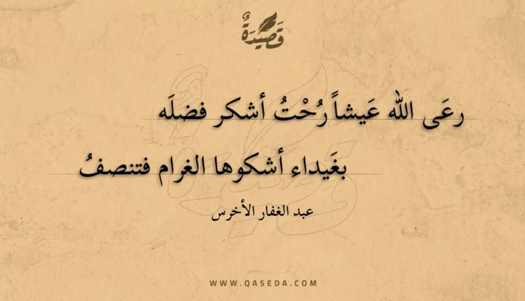 قصيدة رعى الله عيشا رحت أشكر فضله