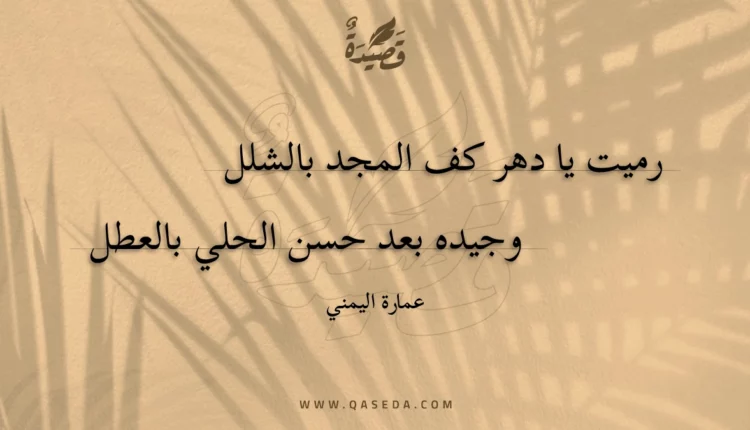 قصيدة رميت يا دهر كف المجد بالشلل
