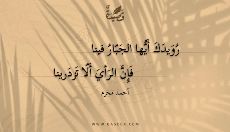 قصيدة رويدك أيها الجبار فينا