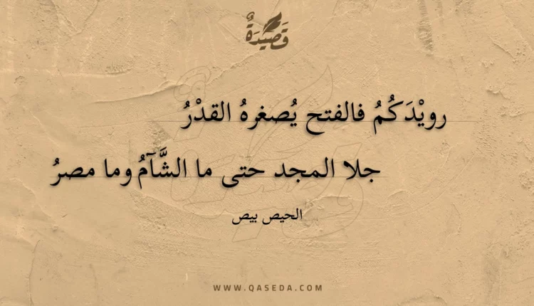 قصيدة رويدكم فالفتح يصغره القدر