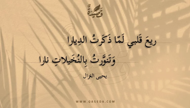 قصيدة ريع قلبي لما ذكرت الديارا