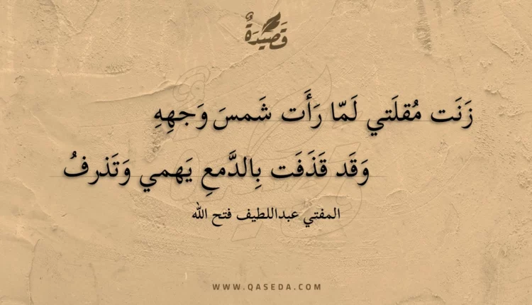 قصيدة زنت مقلتي لما رأت شمس وجهه