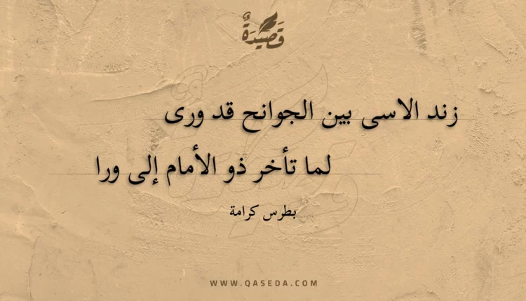 قصيدة زند الاسى بين الجوانح قد ورى