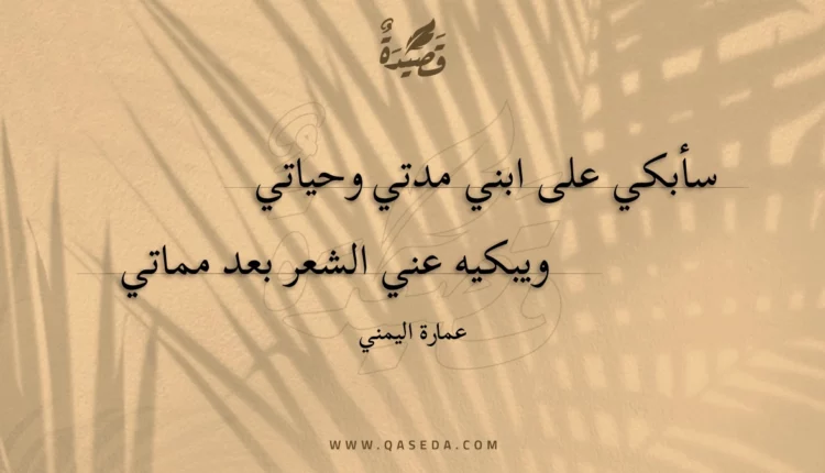 قصيدة سأبكي على ابني مدتي وحياتي