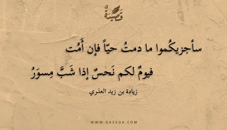 قصيدة سأجزيكموا ما دمت حيا فإن أمت