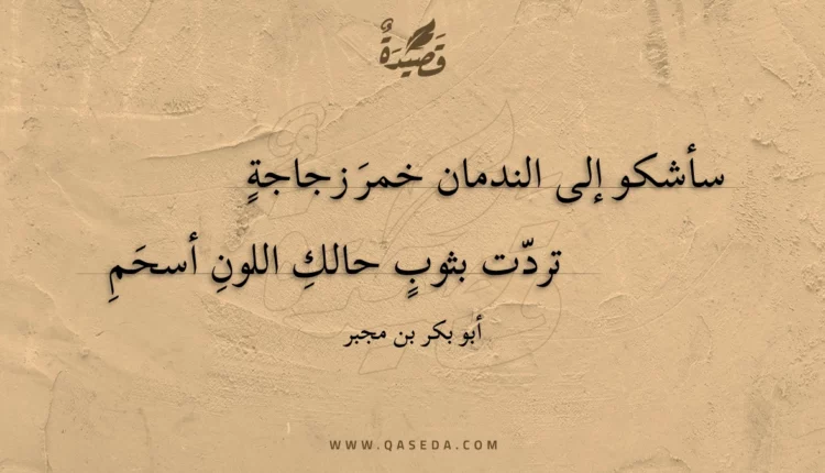 قصيدة سأشكو إلى الندمان خمر زجاجة
