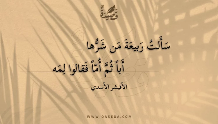 قصيدة سألت ربيعة من شرها