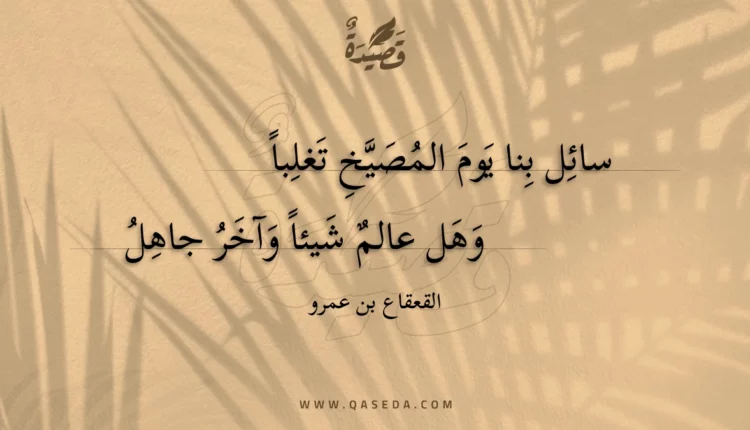 قصيدة سائل بنا يوم المصيخ تغلباً
