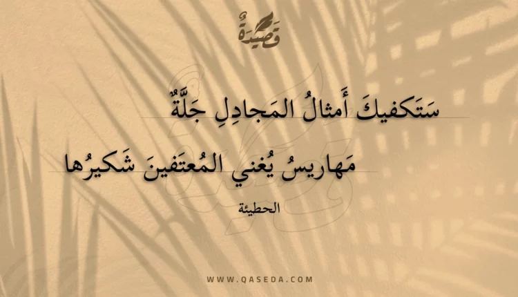 قصيدة ستكفيك أمثال المجادل جلة