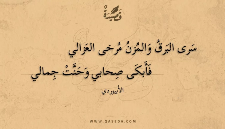 قصيدة سرى البرق والمزن مرخى العزالي