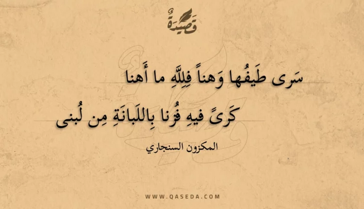 قصيدة سرى طيفها وهنا فلله ما أهنا