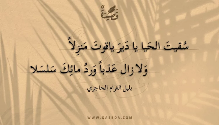 قصيدة سقيت الحيا يا دير ياقوت منزلا