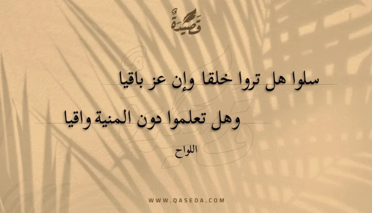 قصيدة سلوا هل تروا خلقا وإن عز باقيا