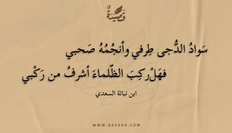 قصيدة سواد الدجى طرفي وأنجمه صحبي