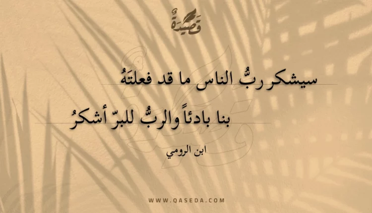 قصيدة سيشكر رب الناس ما قد فعلته