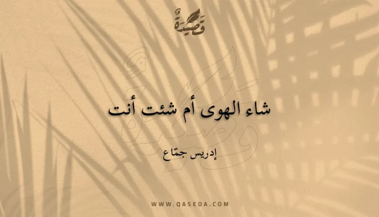 قصيدة شاء الهوى أم شئت أنت