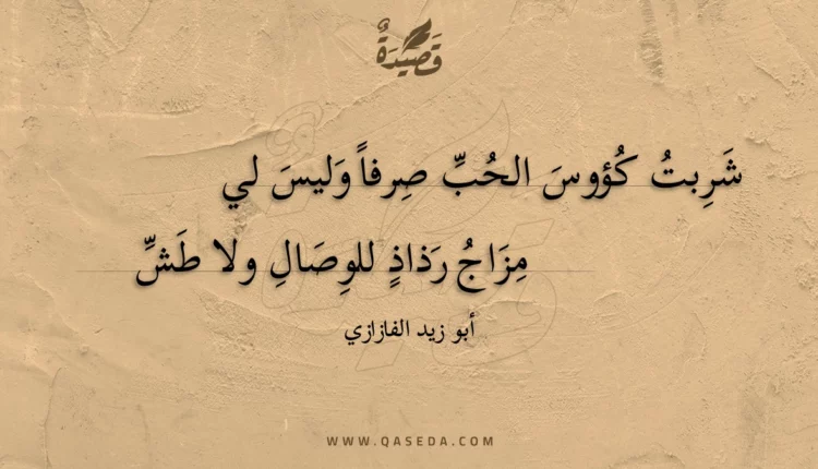 قصيدة شربت كؤوس الحب صرفا وليس لي