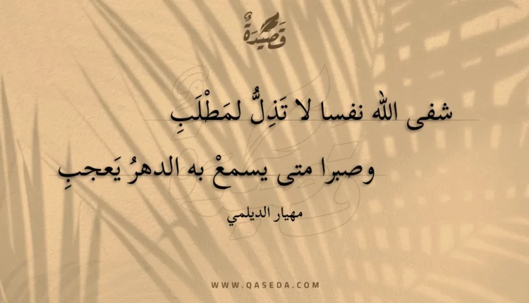 قصيدة شفى الله نفسا لا تذل لمطلب