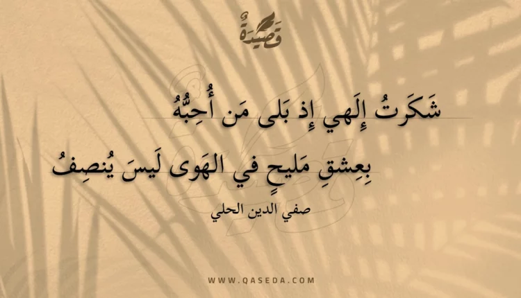 قصيدة شكرت إلهي إذ بلى من أحبه