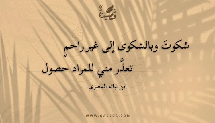 قصيدة شكوت وبالشكوى إلى غير راحم
