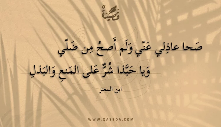 قصيدة صحا عاذلي عني ولم أصح من ضلي