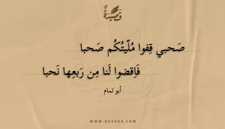 قصيدة صحبي قفوا مليتكم صحبا