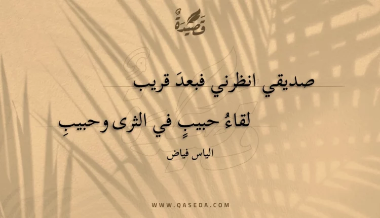 قصيدة صديقي انظرني فبعد قريب