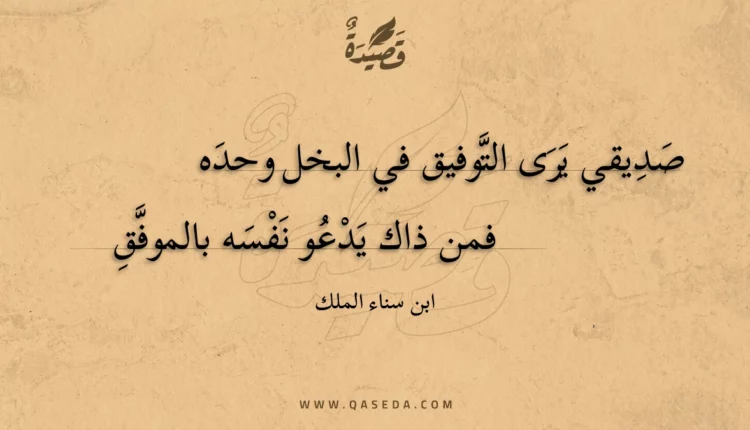 قصيدة صديقي يرى التوفيق في البخل وحده
