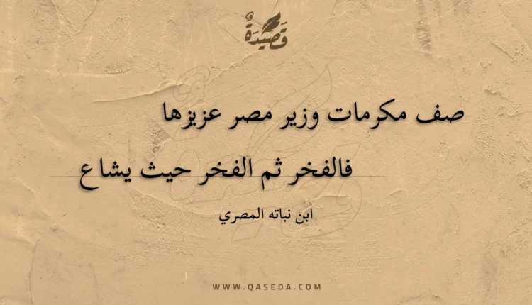 قصيدة صف مكرمات وزير مصر عزيزها