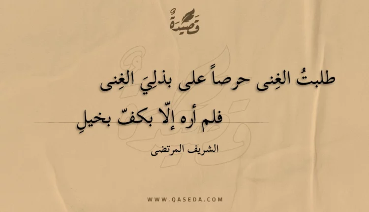 قصيدة طلبت الغنى حرصا على بذلي الغنى