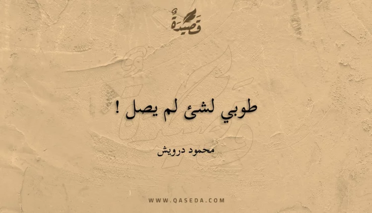قصيدة طوبي لشئ لم يصل !