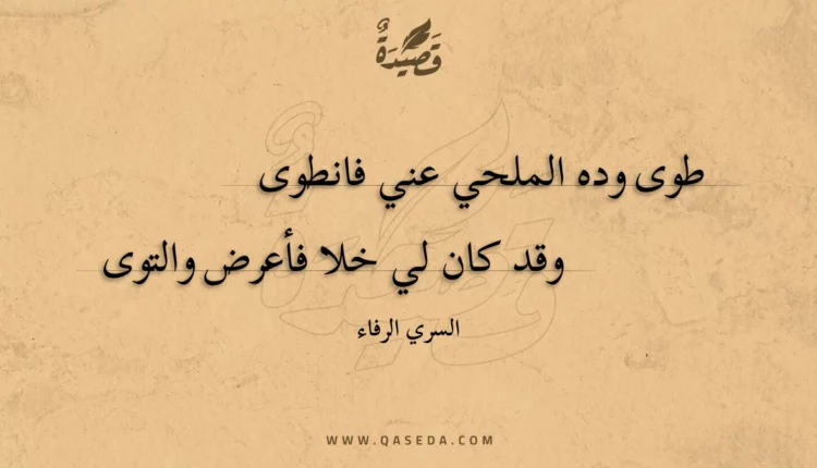 قصيدة طوى وده الملحي عني فانطوى