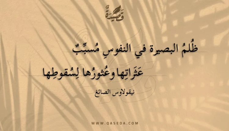 قصيدة ظلم البصيرة في النفوس مسبب