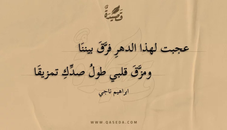 قصيدة عجبت لهذا الدهرِ فرق بيننا