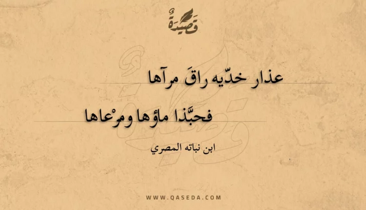 قصيدة عذار خديه راق مراها