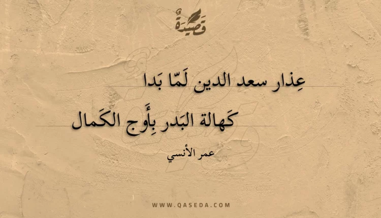 قصيدة عذار سعد الدين لما بدا