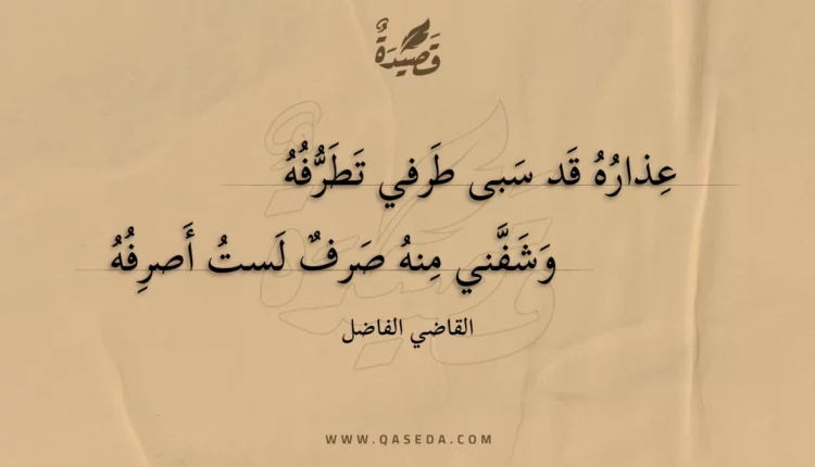قصيدة عذاره قد سبى طرفي تطرفه