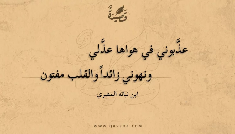 قصيدة عذبوني في هواها عذلي