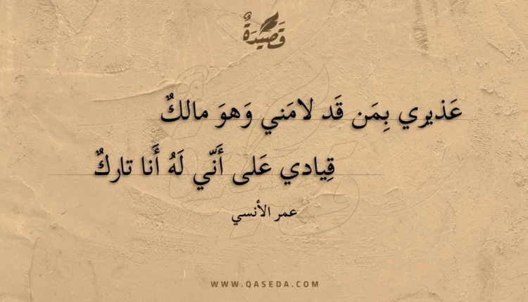 قصيدة عذيري بمن قد لامني وهو مالك