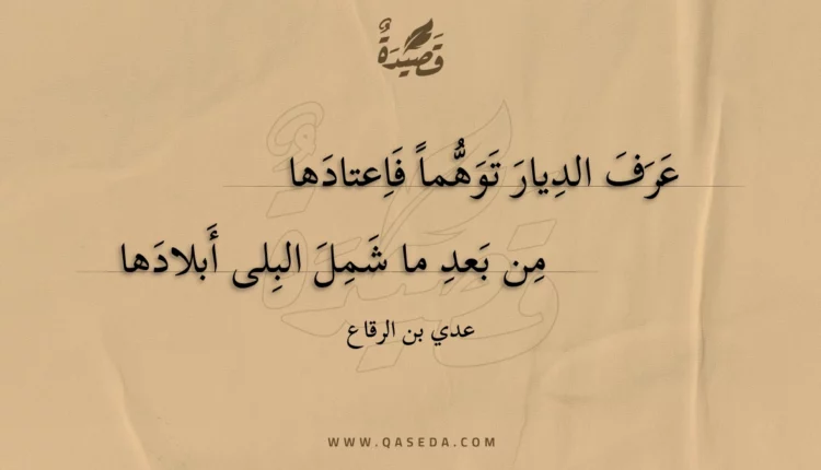 قصيدة عرف الديار توهما فاعتادها