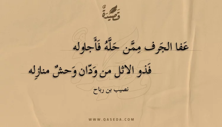 قصيدة عفا الجرف ممن حله فأجاوله