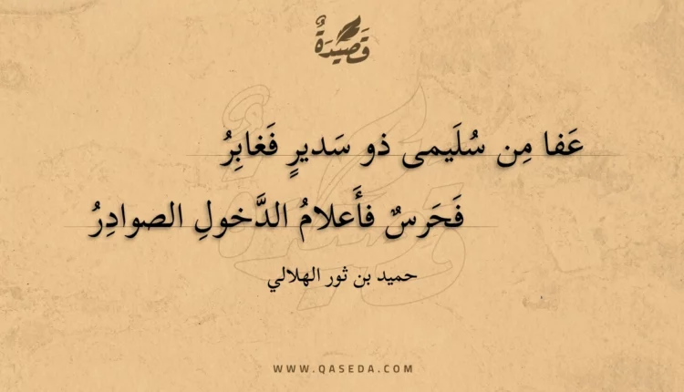 قصيدة عفا من سليمى ذو سدير فغابر