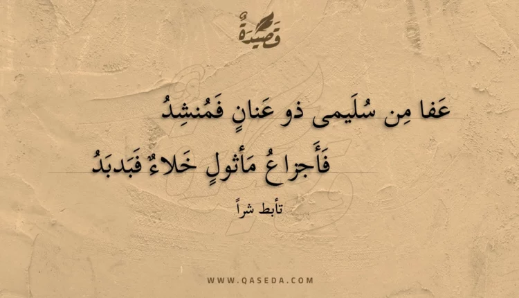 قصيدة عفا من سليمى ذو عنان فمنشد