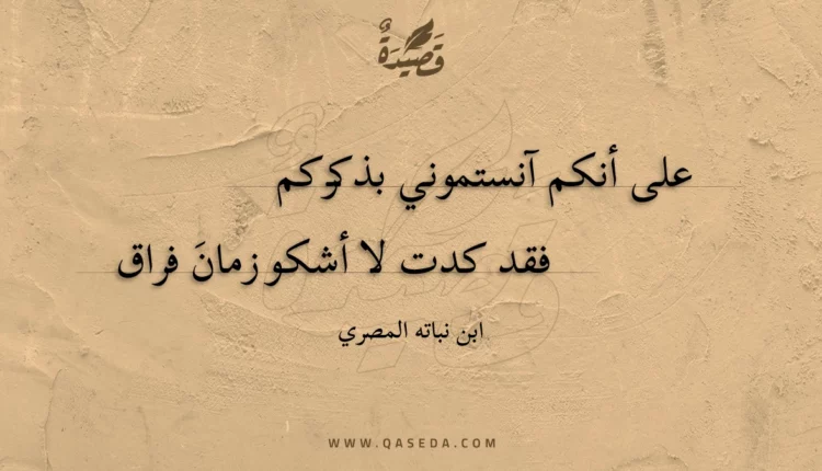 قصيدة على أنكم آنستموني بذكركم